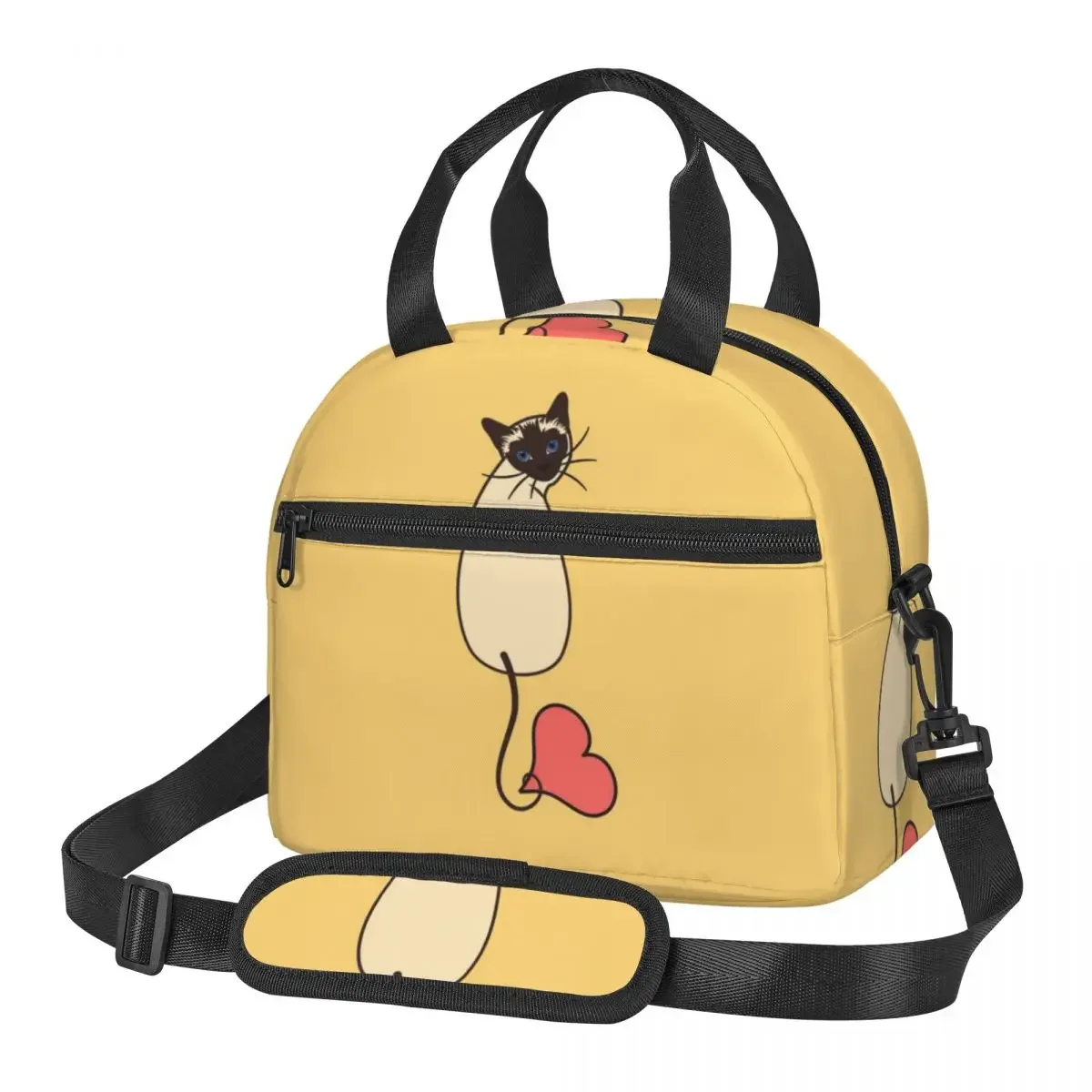 Food Storage Yellow - Love Siamese Cat-Yellow Insulated Lunch Bag
