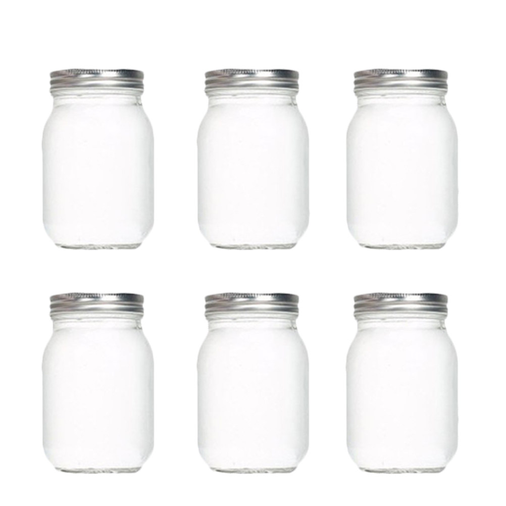 Food Storage Jar Glass - 6Pcs Transparent Round Glass Jars with