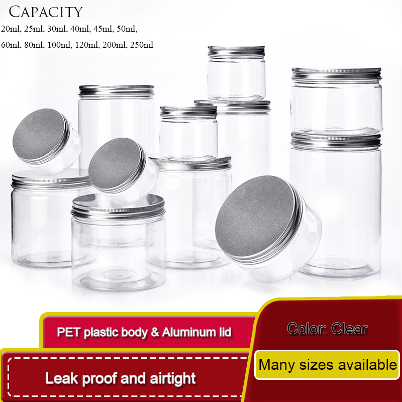 Food Storage Aluminum Containers - 5-10P Storage Jars Clear Aluminum Cap