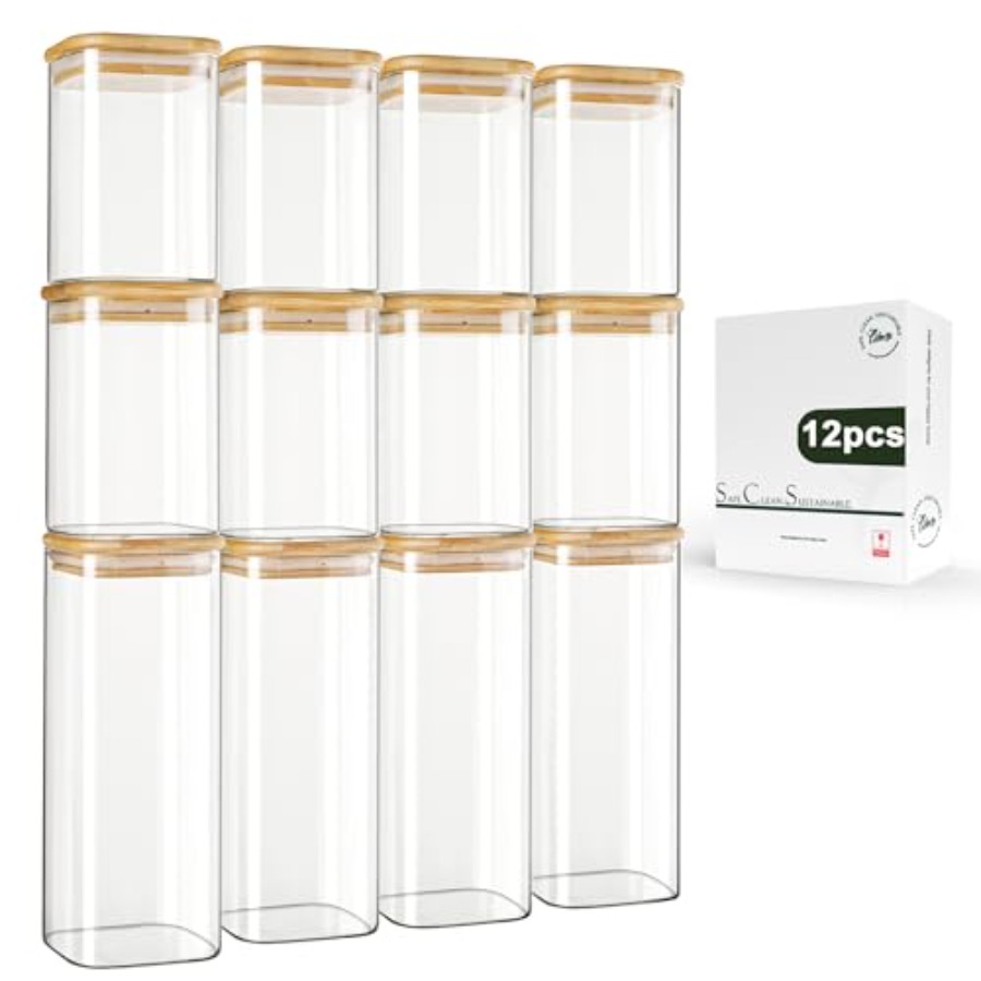 12-Pack Square Glass Storage J - đánh giá và giá Food Storage Jar Glass
