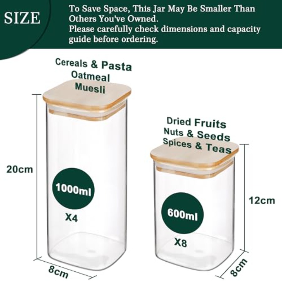 12-Pack Square Glass Storage J - đánh giá và giá Food Storage Jar Glass