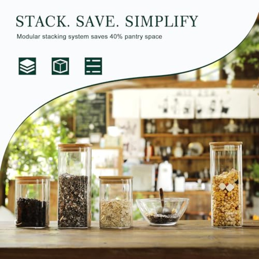 12-Pack Square Glass Storage J - đánh giá và giá Food Storage Jar Glass