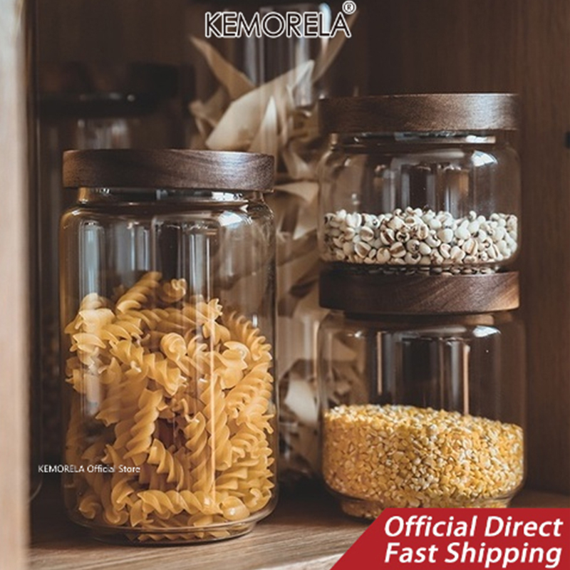 Wood Lid Glass Airtight Canist - đánh giá và giá Food Storage Jar Glass