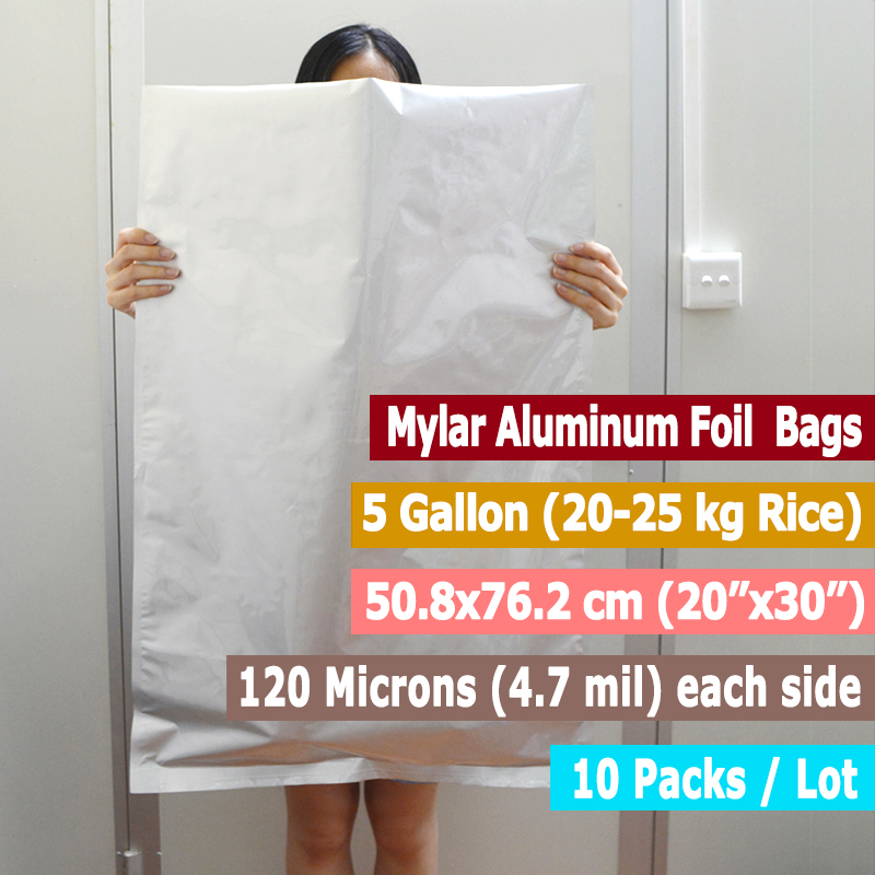 10 Gói 5 Gallon Mylar Túi Viền - đánh giá và giá Food Storage Aluminum