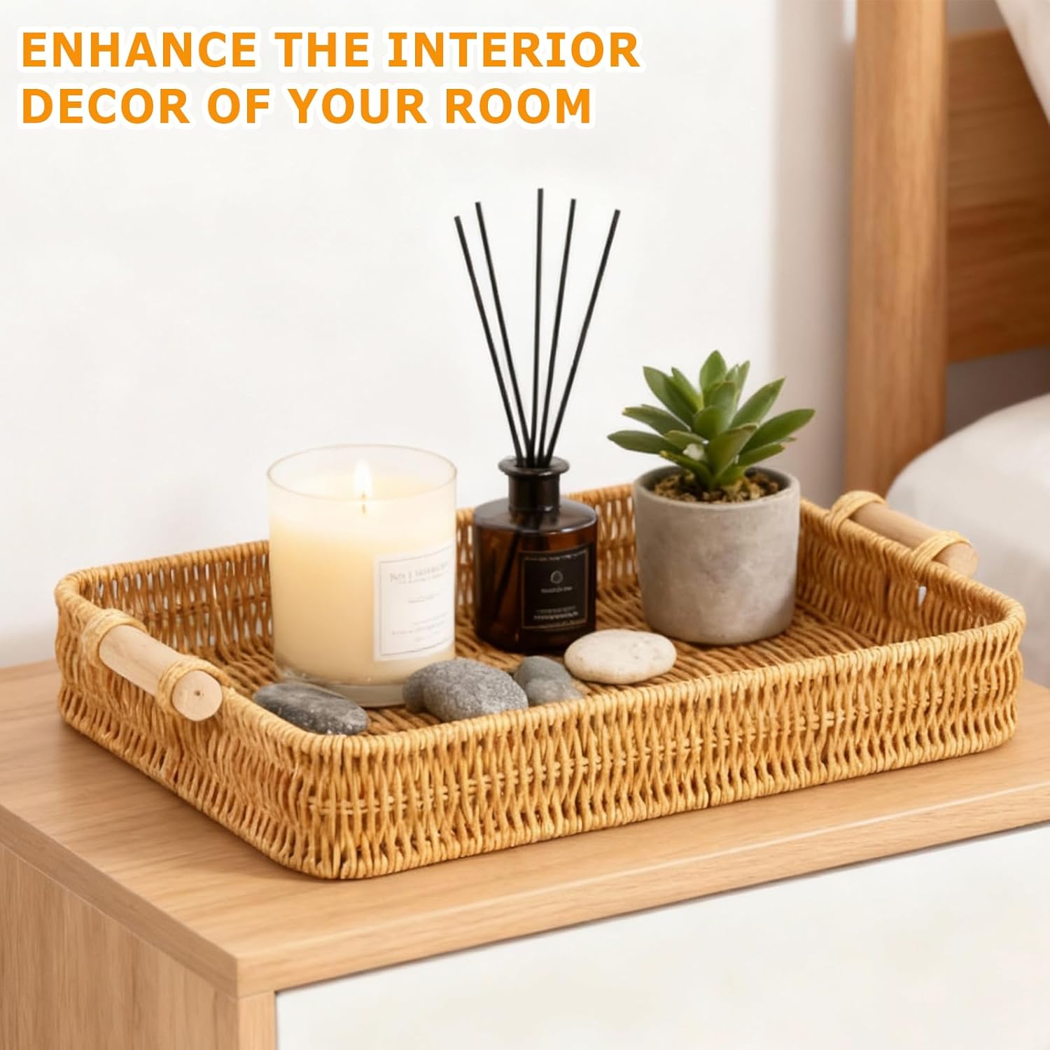 Wicker Tray Rectangular Rattan - đánh giá và giá Food Storage Essentials