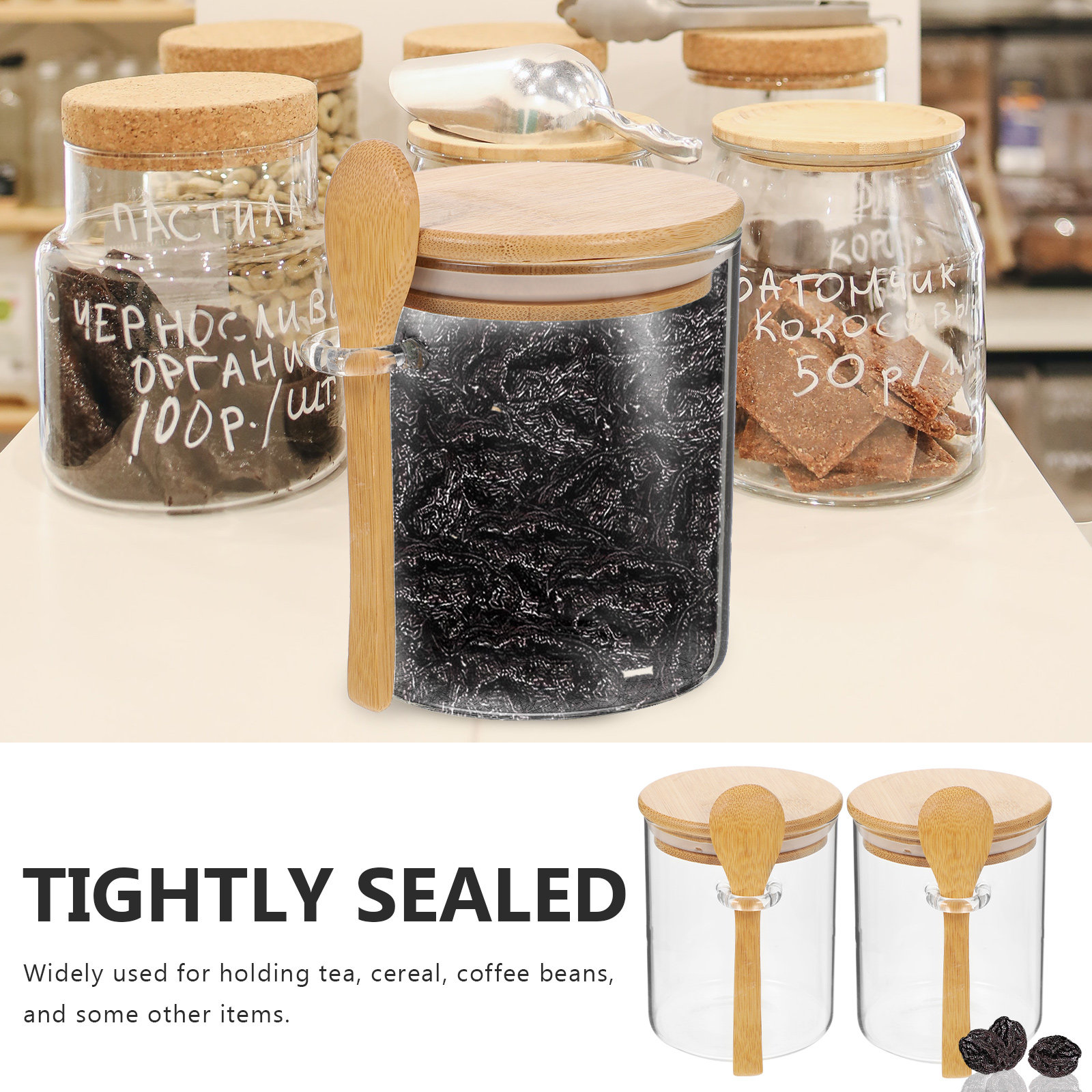 2 Pcs Flour Sugar Storage Cont - đánh giá và giá Food Storage Jar Glass