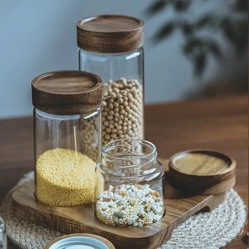 Wood Lid Orgnizer Glass Airtig - đánh giá và giá Food Storage Jar Glass