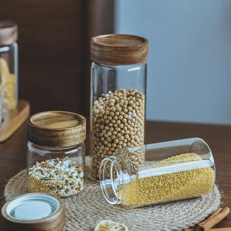 Wood Lid Orgnizer Glass Airtig - đánh giá và giá Food Storage Jar Glass