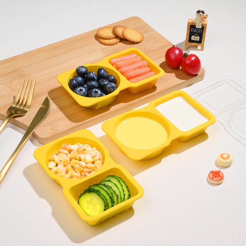 2 Compartment Disposable Plast - đánh giá và giá Food Storage Yellow