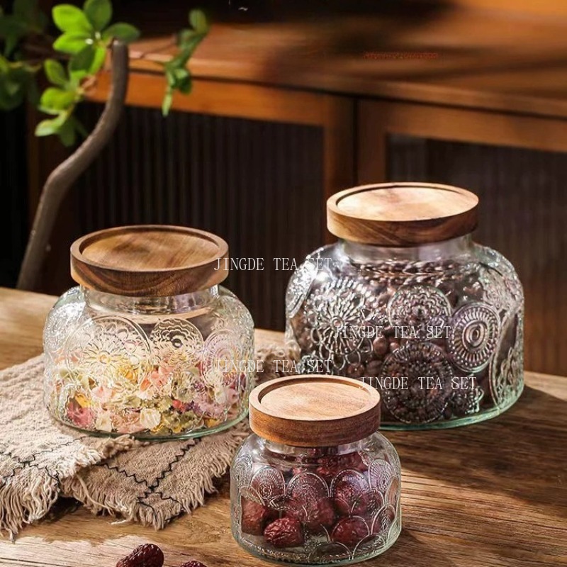 Embossed Glass Storage Jar Woo - đánh giá và giá Food Storage Jar Glass
