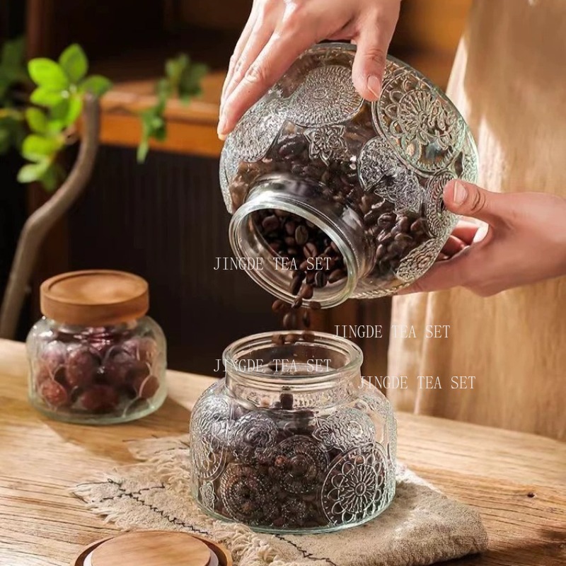 Embossed Glass Storage Jar Woo - đánh giá và giá Food Storage Jar Glass