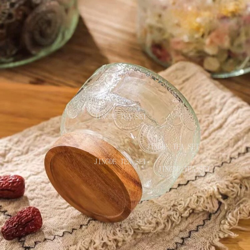 Embossed Glass Storage Jar Woo - đánh giá và giá Food Storage Jar Glass